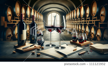 AI-generated content. Glasses of red wine 111121932
