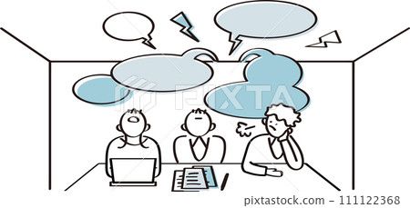 因周圍噪音而無法集中註意力的上班族形象插畫素材 111122368