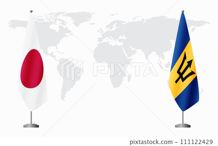 Japan and Barbados flags for official meeting Japan and Barbados flags for official meeting 111122429