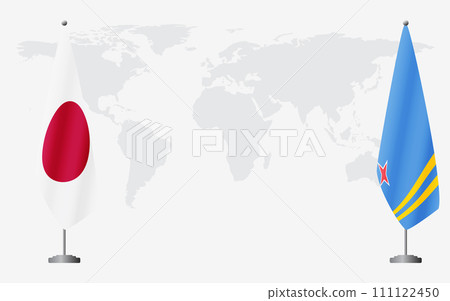 Japan and Aruba flags for official meeting Japan and Aruba flags for official meeting 111122450