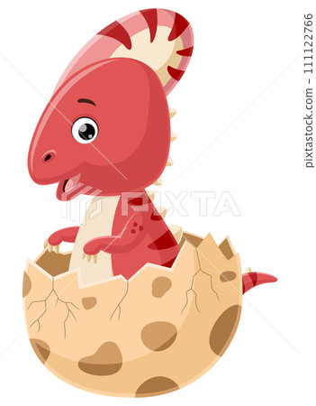 Cute baby parasaurolophus cartoon hatching from egg Cute baby parasaurolophus cartoon hatching from egg 111122766
