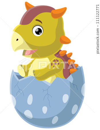 Cute baby ankylosaurus cartoon hatching from egg Cute baby ankylosaurus cartoon hatching from egg 111122771