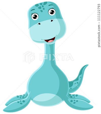 Cute baby plesiosaurus dinosaur cartoon 111122793