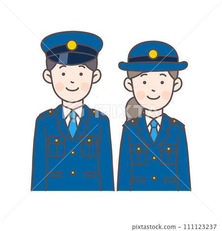 微笑的警察的上半身插圖 111123237