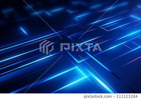 AI-generated content. Blue abstract background with blue glowing geometric lines. Modern shiny blue diagonal rounded lines pattern. Futuristic technology concept. Suit for poster, banner, brochure AI-generated content. Blue abstract background with blue glowing geometric lines. Modern shiny blue diagonal rounded lines pattern. Futuristic technology concept. Suit for poster, banner, brochure 111123284