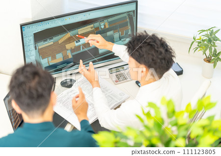 3D CAD 3D 3DCG 建築設計房屋室內2人 111123805