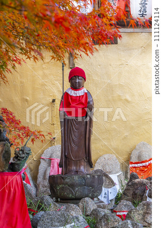 Kyoto Injunji Temple (Senbon Enma-do) Many Jizo and autumn leaves behind the main hall 111124114