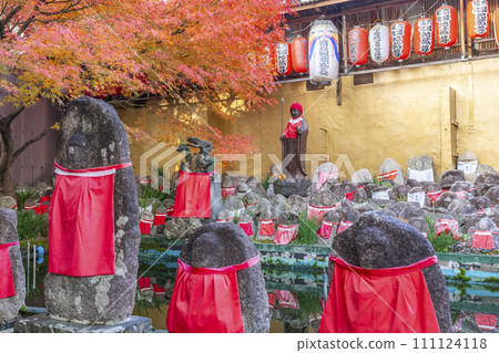 Kyoto Injunji Temple (Senbon Enma-do) Many Jizo and autumn leaves behind the main hall 111124118