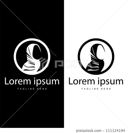 Simple Muslim clothing hijab logo design minimalist black silhouette Simple Muslim clothing hijab logo design minimalist black silhouette 111124194