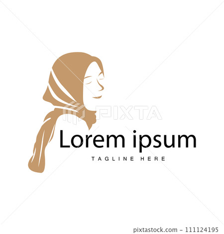 Simple Muslim clothing hijab logo design minimalist black silhouette 111124195