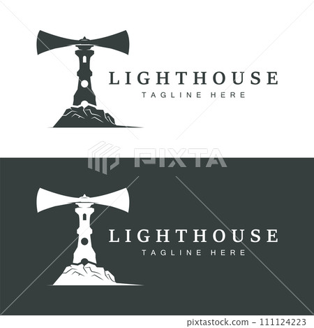 Lighthouse logo vector beacon tower ship signal simple beach port design template Lighthouse logo vector beacon tower ship signal simple beach port design template 111124223
