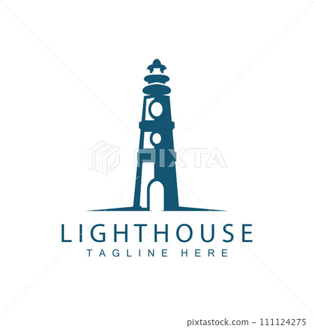 Lighthouse logo vector beacon tower ship signal simple beach port design template Lighthouse logo vector beacon tower ship signal simple beach port design template 111124275