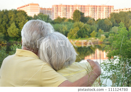 Portrait of senior couple in summer park 111124780