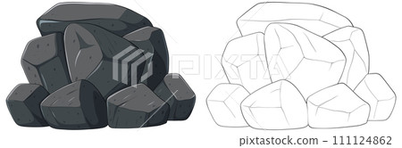 Monochrome Boulders Vector Illustration 111124862