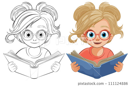 Curious Child Engrossed in Reading Curious Child Engrossed in Reading 111124886