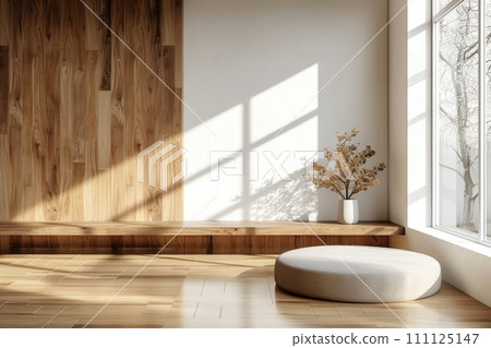 AI-generated content. Empty room Interior background for the presentation. Generative AI AI-generated content. Empty room Interior background for the presentation. Generative AI 111125147