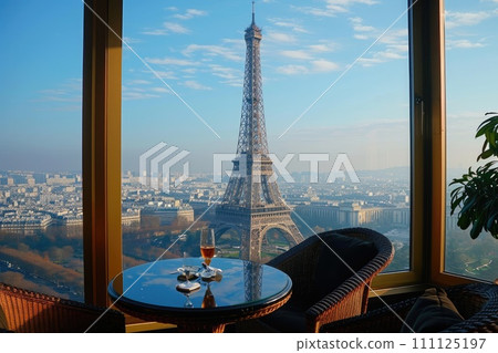 AI-generated content. Luxury view from hotel. Travel concept. Generative AI AI-generated content. Luxury view from hotel. Travel concept. Generative AI 111125197