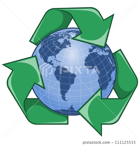 recycling logo with Planet Earth recycling logo with Planet Earth 111125515