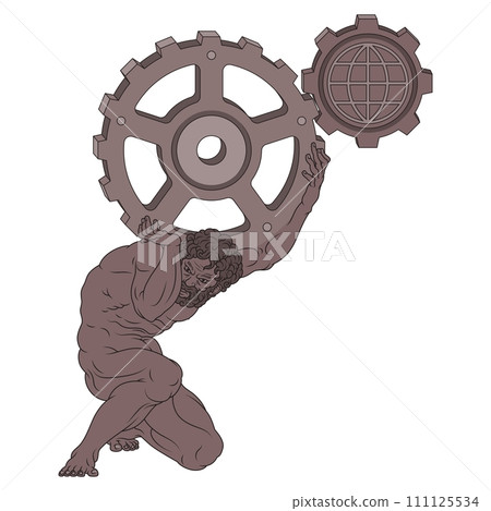 Vector of Atlas holding gears 111125534