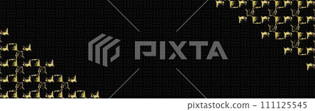 Arranged background of black three-piece pattern and gold square handwriting 111125545