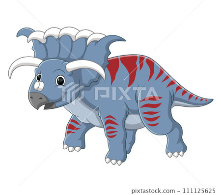 Cartoon kosmoceratops dinosaur on white background of illustration 111125625