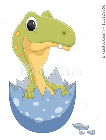 Cartoon baby arctognathus dinosaur hatching from egg of illustration Cartoon baby arctognathus dinosaur hatching from egg of illustration 111125650