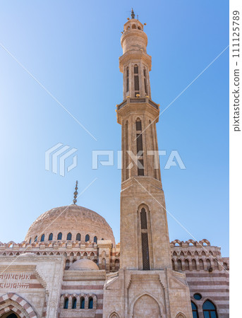Beautiful Al Mustafa Mosque in Old Town of Sharm El Sheikh in Egypt, at sunset Beautiful Al Mustafa Mosque in Old Town of Sharm El Sheikh in Egypt, at sunset 111125789