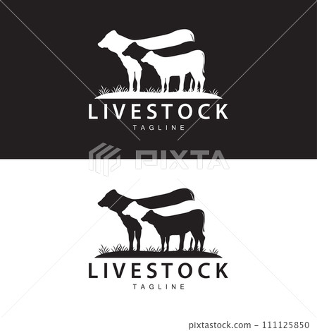 Cow Logo, Cattle Farm Vector, Silhouette Simple Minimalist Design Illustration, Symbol Template Cow Logo, Cattle Farm Vector, Silhouette Simple Minimalist Design Illustration, Symbol Template 111125850