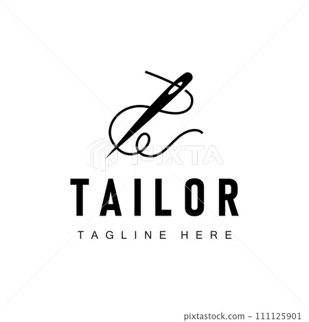 Tailor logo vector template needle and thread black silhouette design simple sewing tool product brand Tailor logo vector template needle and thread black silhouette design simple sewing tool product brand 111125901