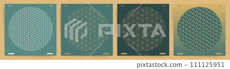 Oriental Geometric Circle Patterns. Seamless, Elegant, and Traditional Design Motifs for Aesthetic Premium Business Backgrounds.  111125951