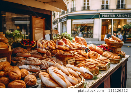 AI-generated content. bakeries at the street of france ai generated art  111126212