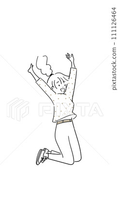 Young girl jumping high with joy 111126464