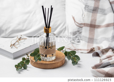 Aromatic reed air freshener, eucalyptus leaves and candle Aromatic reed air freshener, eucalyptus leaves and candle 111126923