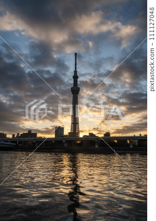 Tokyo Skytree shining in the morning sun Tokyo Skytree shining in the morning sun 111127048