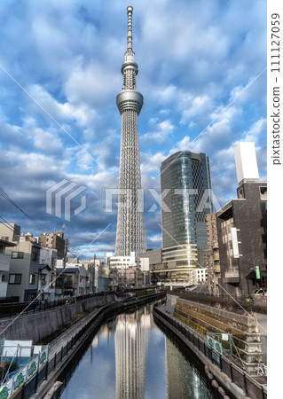 Tokyo Skytree shining in the morning sun 111127059