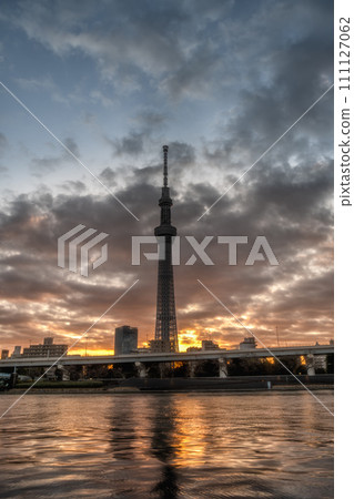 Tokyo Skytree shining in the morning sun 111127062