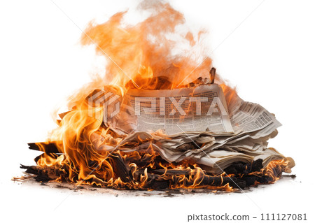 Burning newspaper with flame 111127081