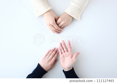 hands of men and women talking hands of men and women talking 111127465