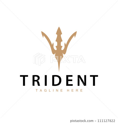 Trident logo design spear weapon vector sea king poseidon neptune symbol template 111127822