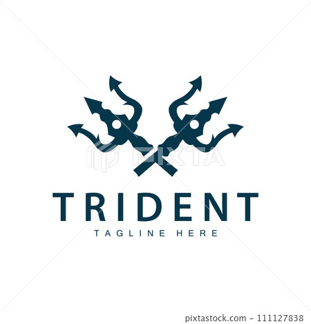 Trident logo design spear weapon vector sea king poseidon neptune symbol template 111127838