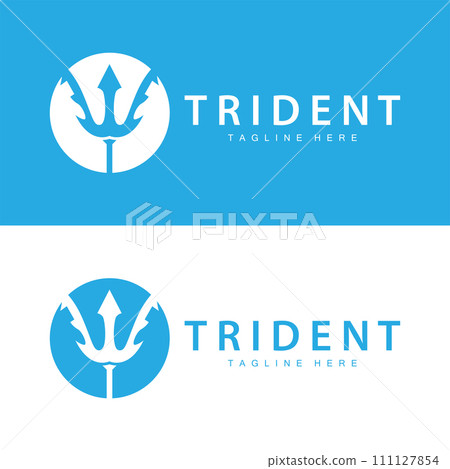 Trident logo design spear weapon vector sea king poseidon neptune symbol template 111127854