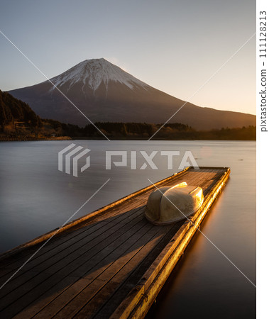 Mt. Fuji in winter seen from Lake Tanuki Mt. Fuji in winter seen from Lake Tanuki 111128213