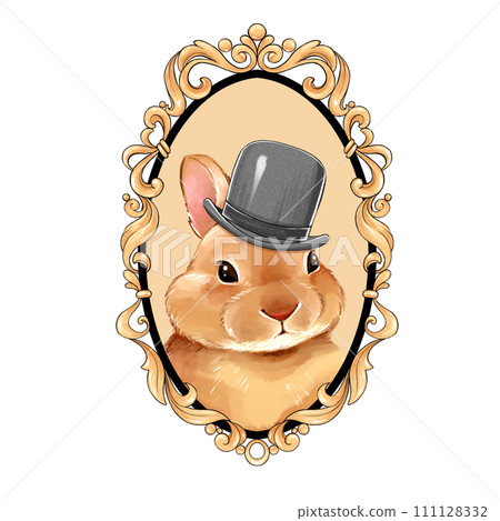 Rabbit in the frame. Cute bunny illustration Rabbit in the frame. Cute bunny illustration 111128332