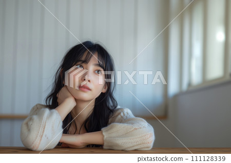 Portrait of a worried woman 111128339