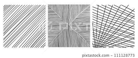 Set of textures with different squares patterns. Hand drawn line texture set. Set of textures with different squares patterns. Hand drawn line texture set. 111128773