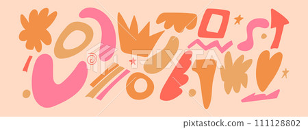 Abstract freeform shapes collection. Doodle design elements. Abstract freeform shapes collection. Doodle design elements. 111128802