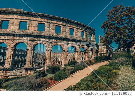 Pula, Croatia. Ancient ruins of the Roman Amphitheatre, Istria peninsula. 111129033