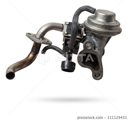 EGR valve spare part for car engine on white isolated background 111129431