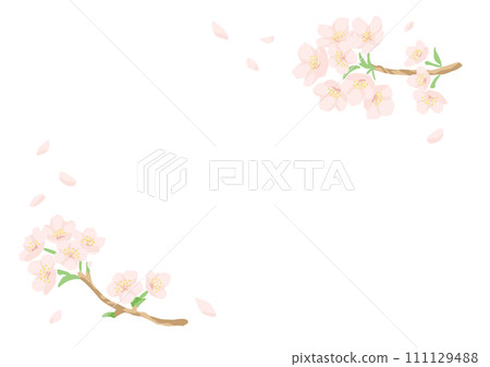 手寫風格櫻花框架材料-平面簡單-複製空間 111129488