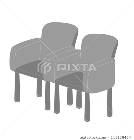 Illustration of two simple chairs viewed from an angle Illustration of two simple chairs viewed from an angle 111129494